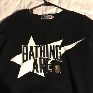 BAPE bapesta logo black crew neck sweater